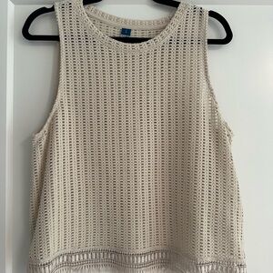Old Navy Cream Sleeveless Knit Tank Top